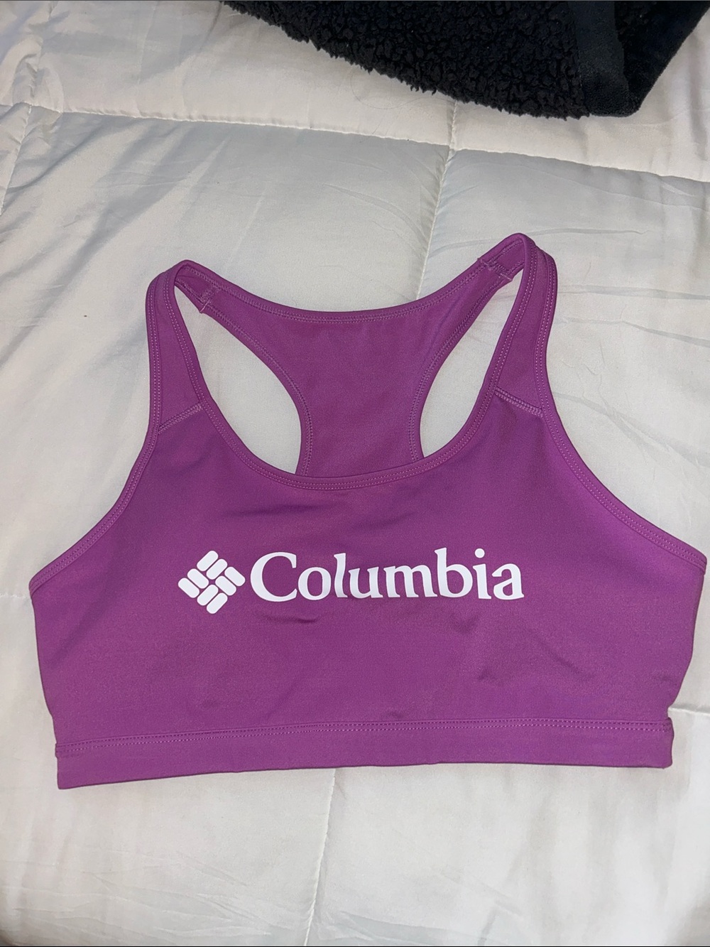 Columbia Magenta Racerback Sports Bra with White Logo